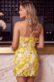 Vestido Mini de Bienvenida a Casa Bodycon Rosa Floral Aplicada