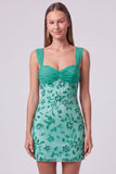 Vestido corto de bienvenida azul cielo con cuentas y flores, vestido corto de bienvenida con lentejuelas