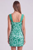 Vestido corto de bienvenida azul cielo con cuentas y flores, vestido corto de bienvenida con lentejuelas