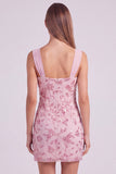 Vestido corto de bienvenida azul cielo con cuentas y flores, vestido corto de bienvenida con lentejuelas