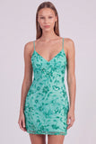 Vestido corto de bienvenida corto con lentejuelas con cuentas florales rosas y encaje en la espalda