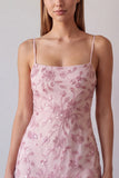 Vestido corto de bienvenida con tirantes finos florales con cuentas