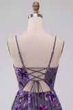 Vestido corto corto floral de bienvenida Plum A-Line Sweetheart