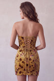 Corsé Corsé Amarillo Jengibre Bodycon Tirantes Sin tirantes Vestido Corvo de Bienvenida a Casa
