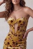 Corsé Corsé Amarillo Jengibre Bodycon Tirantes Sin tirantes Vestido Corvo de Bienvenida a Casa