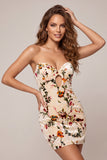 Vestido de bienvenida a casa con estampado de terciopelo floral y cortesía con tirantes y ojal de cerradura