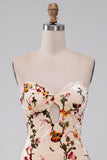 Vestido de bienvenida a casa con estampado de terciopelo floral y cortesía con tirantes y ojal de cerradura