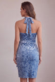 Vestido de bienvenida Midi Midi de Bienvenida a casa con banda azul pizarra bodycon cabestro