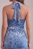 Vestido de bienvenida Midi Midi de Bienvenida a casa con banda azul pizarra bodycon cabestro