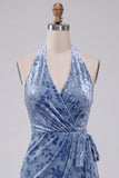 Vestido de bienvenida Midi Midi de Bienvenida a casa con banda azul pizarra bodycon cabestro
