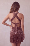 Vestido de cóctel corto de terciopelo Burnout Bodycon Bodycon Halter