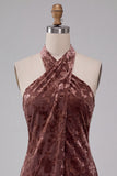 Vestido de cóctel corto de terciopelo Burnout Bodycon Bodycon Halter