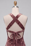 Vestido de cóctel corto de terciopelo Burnout Bodycon Bodycon Halter