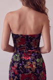 Vestido mini de bienvenida a casa negro bodycon tirantes florales con flecos