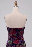 Vestido mini de bienvenida a casa negro bodycon tirantes florales con flecos