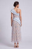 Vestido de madre de novia, vestido de madre de novia de vaina azul claro de un hombro