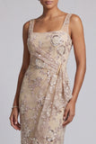 Vestido de madre de la novia con vestido de madre de novia con burda de funda champán
