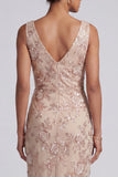 Vestido de madre de la novia, cuello de capucha funda y funda champán, con abertura lateral