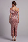 Vestido de Madre de la Novia de terciopelo Desert Rose Asymmetric, de un solo hombro fruncido