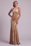 Vestido largo de sirena de sirena con cuello de terciopelo champán y largo de la novia con drapeado
