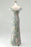 Vestido largo de madre de la novia, vestido largo de jacquard floral floral descubierto
