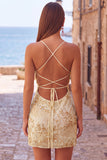 Vestido corto de bienvenida a casa con corredores finos de bodycon alfiletes y cuentas de albaricoque