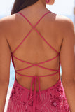 Vestido corto de bienvenida a casa con corredores finos de bodycon alfiletes y cuentas de albaricoque