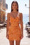 Vestido corto de bienvenida a casa con corredores finos de bodycon alfiletes y cuentas de albaricoque