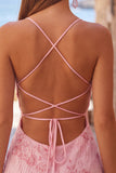 Vestido corto de bienvenida a casa con corredores finos de bodycon alfiletes y cuentas de albaricoque