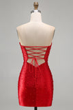 Vestido corto corto de bienvenida a casa, cortes cortos de perla con recorte rojo brillante y recorte