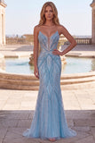 Vestido de baile de fin de curso sin tirantes de perlas azul claro con cuentas