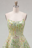 Corsé verde A-Line Vestido Corto de Bienvenida