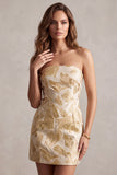 Vestido corto de cóctel Champagne Jacquard Bodycon Strapless
