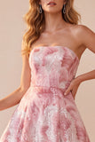 Vestido formal Maxi de lentejuelas rosa Línea A con encaje en la espalda