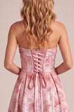 Vestido formal Maxi de lentejuelas rosa Línea A con encaje en la espalda