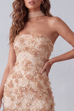 Funda caqui Tirantes sin tirantes Aplique Vestido formal Maxi