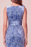 Vestido formal largo de tul asimétrico de terciopelo sirena azul con cuello en V y flor 3D