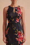 Vestido de invitado de boda Maxi de ojo de cerradura con funda en negro