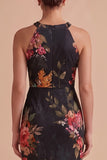 Vestido de invitado de boda Maxi de ojo de cerradura con funda en negro