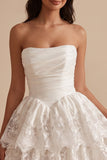 Vestido blanco sin tirantes sin tirantes de encaje vasco de cintura vasca y vestido corto blanco