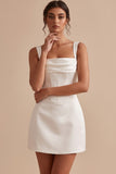 Corsé blanco de vaina cuello cuadrado Vestido corto blanco