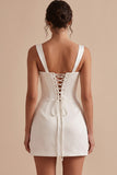 Corsé blanco de vaina cuello cuadrado Vestido corto blanco