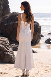 Corsé de tul de sirena blanca Vestido de novia arrugado