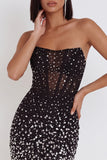 Vestido corto corset sin tirantes sin tirantes con pedrería