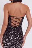Vestido corto corset sin tirantes sin tirantes con pedrería