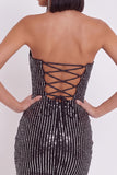 Vestido corto de cóctel de tul sin tirantes Blackcon bodycon sin tirantes