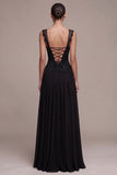 Vestido de Fiesta Largo Negro con Corsé, Escote Corazón, Corte en A y Encaje