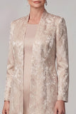Vestido largo de madre de la novia de dos piezas, de dos piezas, de dos piezas, Jacquard y chaqueta