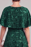 Vestido de madre de la novia midi verde oscuro con escote redondo y cuello redondo