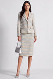 Vestido de trabajo de dos piezas con solapa muescada de dos piezas y cruzadura simple de cuadros gris azul